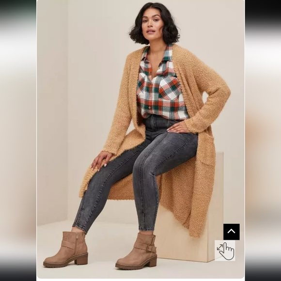 Torrid Popcorn Duster Open Front Sweater - Picture 3 of 7